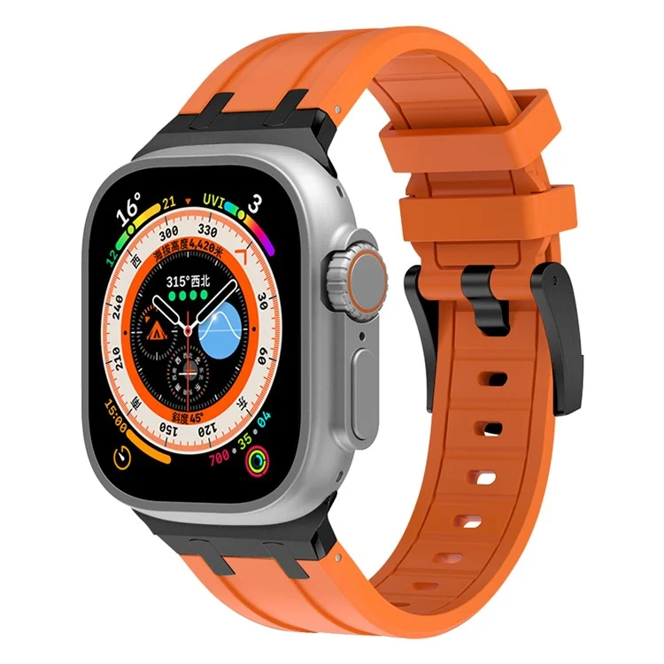 Compra al por mayor Correa de reloj para Apple Watch Series 10 9 8 7 SE 6 5 4 3 2 1 42mm 41mm 40mm 38mm Correa de silicona líquida - Negro+Naranja