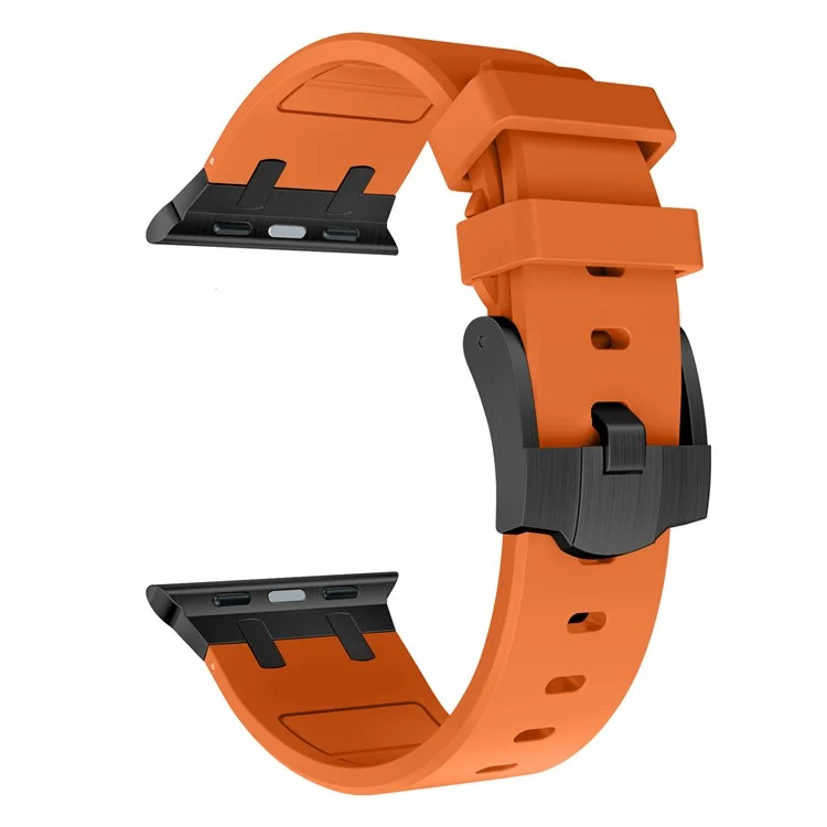 Compra al por mayor Correa de reloj para Apple Watch Series 10 9 8 7 SE 6 5 4 3 2 1 42mm 41mm 40mm 38mm Correa de silicona líquida - Negro+Naranja