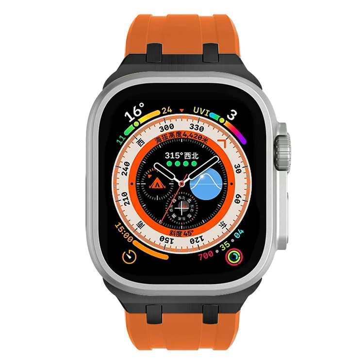 Compra al por mayor Correa de reloj para Apple Watch Series 10 9 8 7 SE 6 5 4 3 2 1 42mm 41mm 40mm 38mm Correa de silicona líquida - Negro+Naranja