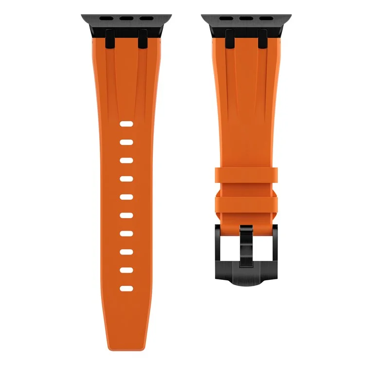 Compra al por mayor Correa de reloj para Apple Watch Series 10 9 8 7 SE 6 5 4 3 2 1 42mm 41mm 40mm 38mm Correa de silicona líquida - Negro+Naranja