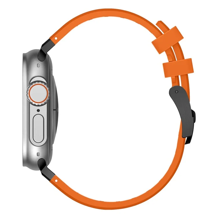 Compra al por mayor Correa de reloj para Apple Watch Series 10 9 8 7 SE 6 5 4 3 2 1 42mm 41mm 40mm 38mm Correa de silicona líquida - Negro+Naranja