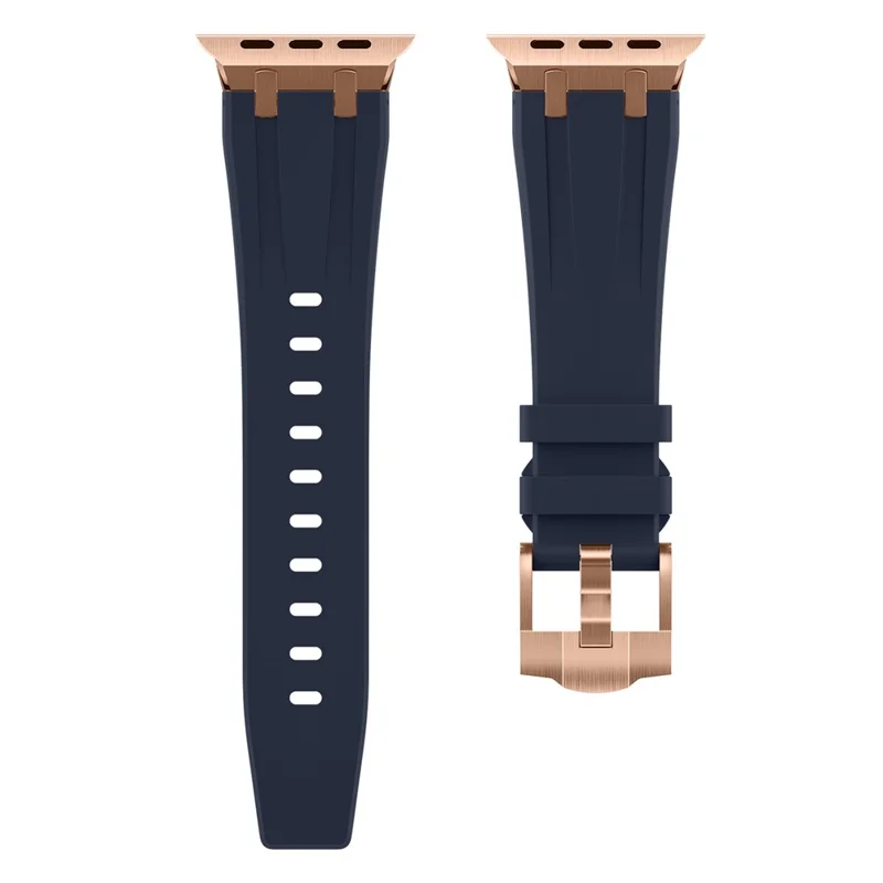 Браслет для часов Apple Watch Series 10 9 8 7 SE 6 5 4 3 2 1 42 мм 41 мм 40 мм 38 мм, жидкий силиконовый ремешок - розовое золото + синий