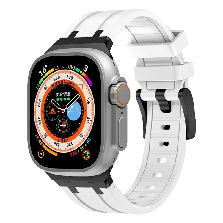 Pulsera para Apple Watch Series 10 Ultra 9 8 7 SE 6 5 4 3 2 1 de 46mm, 49mm, 45mm, 44mm, 42mm, de silicona líquida - Negro+Blanco (compra por mayor)