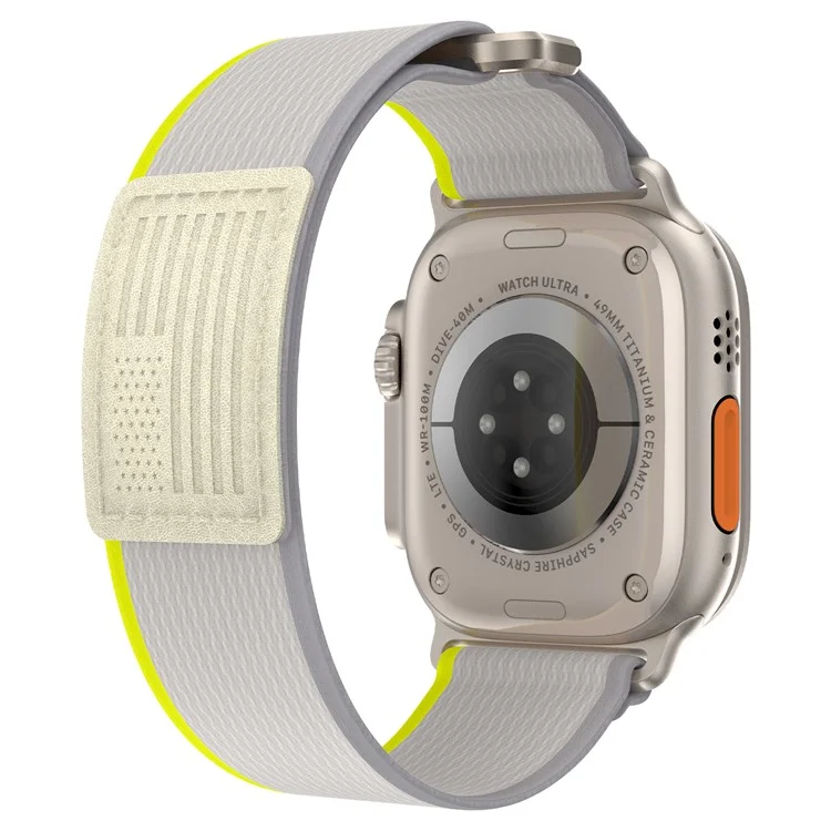 Achat en vrac de bracelet de remplacement pour Apple Watch Series 10 Ultra 9 8 7 SE 6 5 4 3 2 1 46mm 49mm 45mm 44mm 42mm - Boucle solo tressée en nylon - Jaune+Blanc