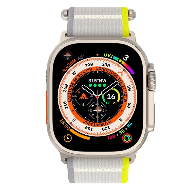Achat en vrac de bracelet de remplacement pour Apple Watch Series 10 Ultra 9 8 7 SE 6 5 4 3 2 1 46mm 49mm 45mm 44mm 42mm - Boucle solo tressée en nylon - Jaune+Blanc