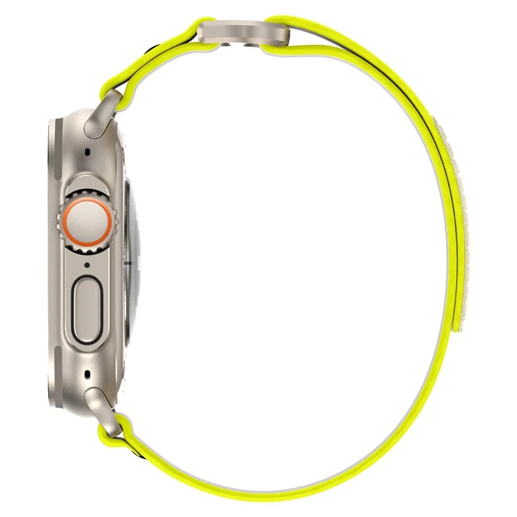 Achat en vrac de bracelet de remplacement pour Apple Watch Series 10 Ultra 9 8 7 SE 6 5 4 3 2 1 46mm 49mm 45mm 44mm 42mm - Boucle solo tressée en nylon - Jaune+Blanc