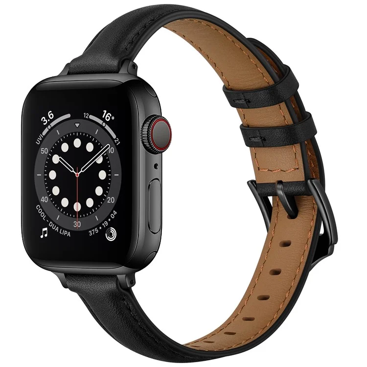 Bulk Purchasing Genuine Cow Leather Watch Strap for Apple Watch Series 10 Ultra 9 8 7 SE 6 5 4 3 2 1 46mm 49mm 45mm 44mm 42mm - Black+Black Buckle