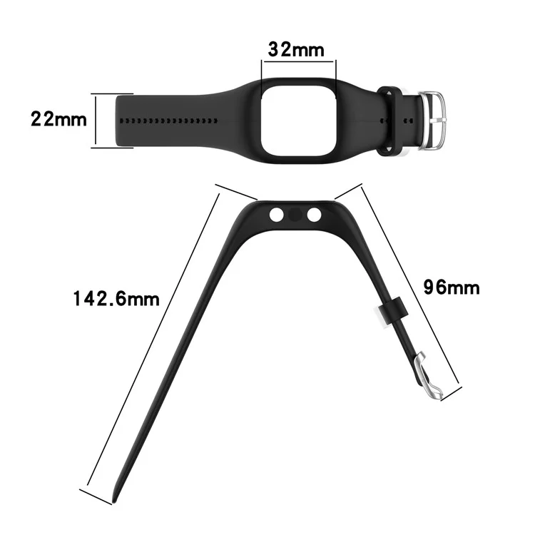 Soft Silicone Smart Watch Strap Replacement Watch Band for POLAR A300 - Black