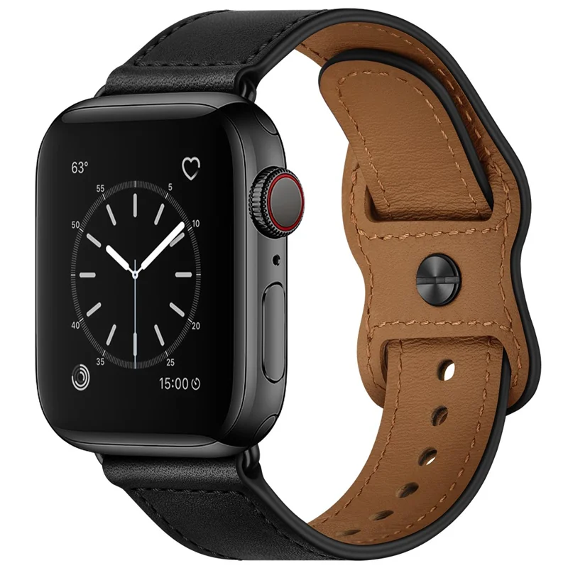 Bulk Purchasing Genuine Cow Leather Strap for Apple Watch Series 10 Ultra 9 8 7 SE 6 5 4 3 2 1 46mm 49mm 45mm 44mm 42mm - Black