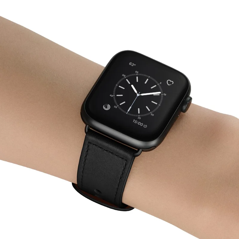 Bulk Purchasing Genuine Cow Leather Strap for Apple Watch Series 10 Ultra 9 8 7 SE 6 5 4 3 2 1 46mm 49mm 45mm 44mm 42mm - Black