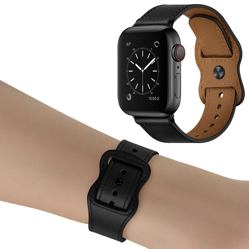 Bulk Purchasing Genuine Cow Leather Strap for Apple Watch Series 10 Ultra 9 8 7 SE 6 5 4 3 2 1 46mm 49mm 45mm 44mm 42mm - Black