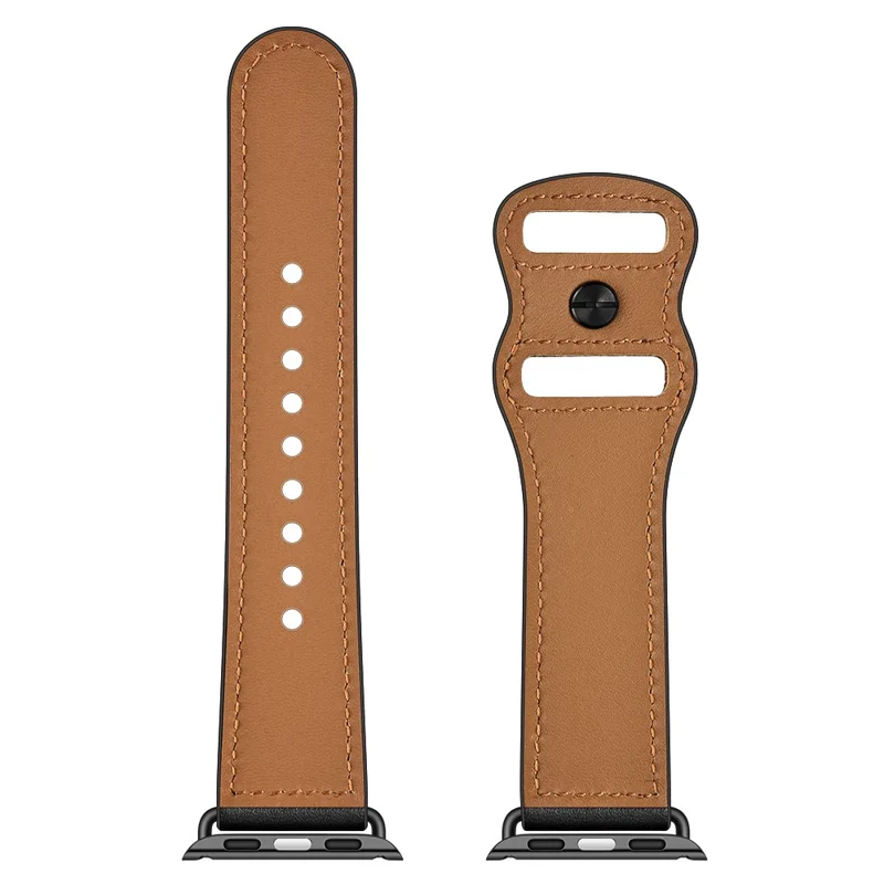 Bulk Purchasing Genuine Cow Leather Strap for Apple Watch Series 10 9 8 7 SE 6 5 4 3 2 1 42mm 41mm 40mm 38mm - Black