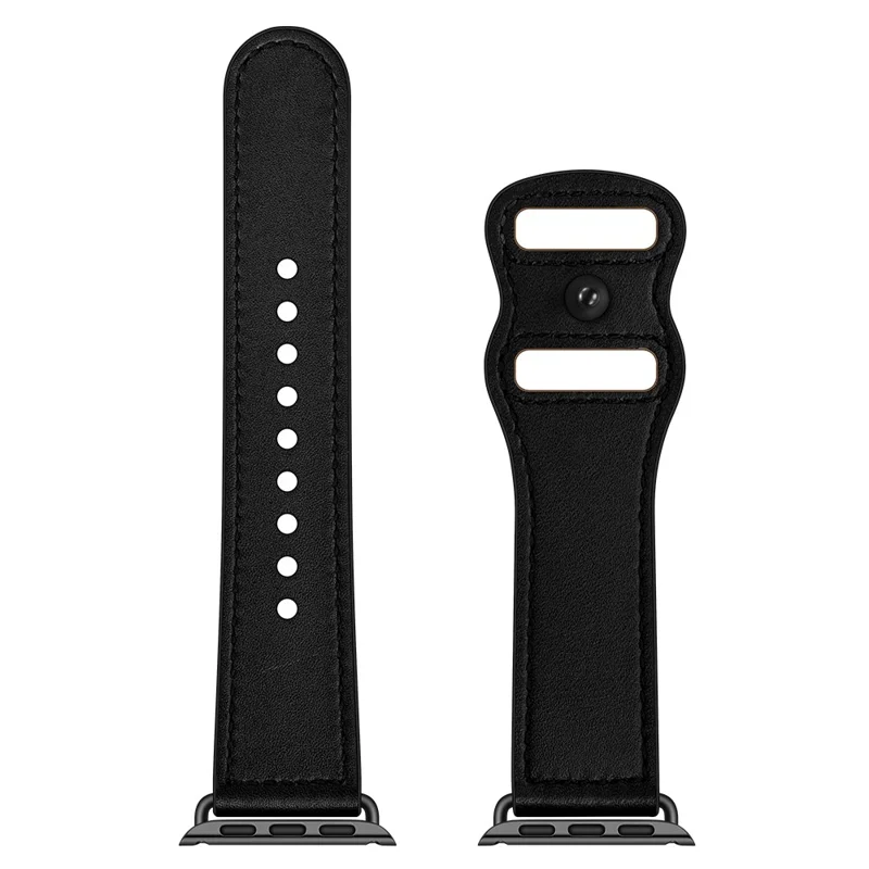 Bulk Purchasing Genuine Cow Leather Strap for Apple Watch Series 10 9 8 7 SE 6 5 4 3 2 1 42mm 41mm 40mm 38mm - Black