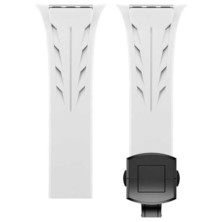 Massenkauf Silikonband für Apple Watch Series 10 Ultra 9 8 7 SE 6 5 4 3 2 1 46 mm 49 mm 45 mm 44 mm 42 mm Schwarzer Schmetterlingsverschluss-Armband - Weiß