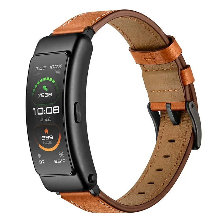 Compra al por mayor Correa de reloj de 16 mm para Huawei Talkband B6 / B3 de cuero de vaca genuino - Marrón