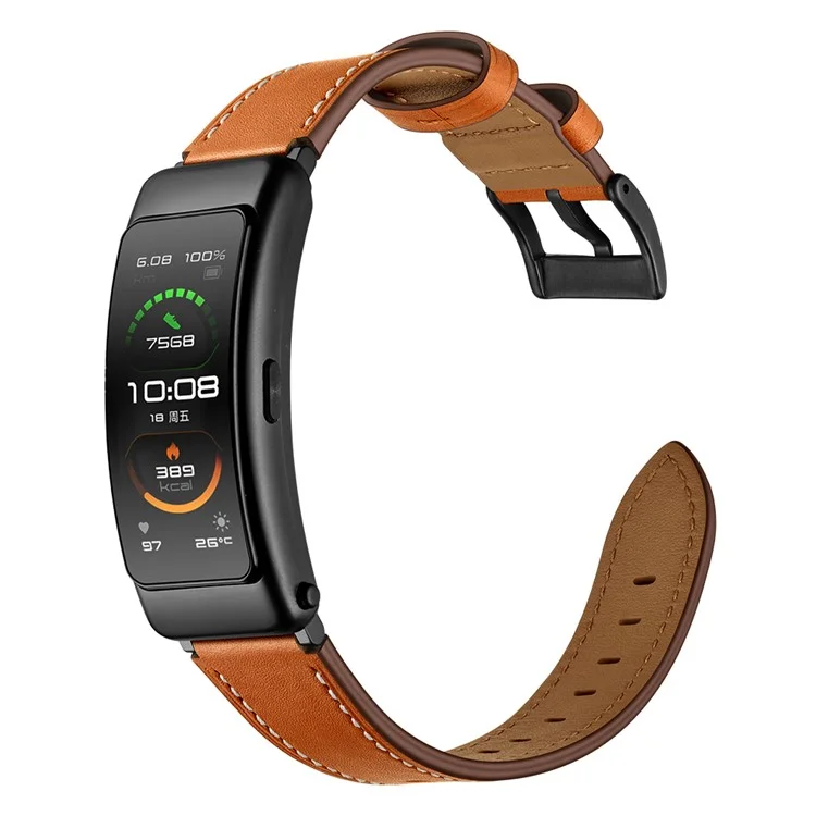 Compra al por mayor Correa de reloj de 16 mm para Huawei Talkband B6 / B3 de cuero de vaca genuino - Marrón