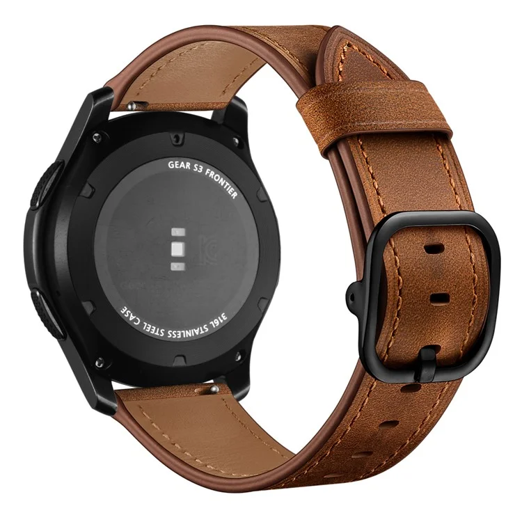 Bulk Purchasing 22mm Genuine Leather Watch Band For Huawei Watch GT 5 Pro  /  GT5 46mm  /  Samsung Galaxy Watch3 45mm DS Style Strap - Coffee