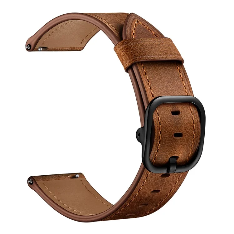 Bulk Purchasing 22mm Genuine Leather Watch Band For Huawei Watch GT 5 Pro  /  GT5 46mm  /  Samsung Galaxy Watch3 45mm DS Style Strap - Coffee