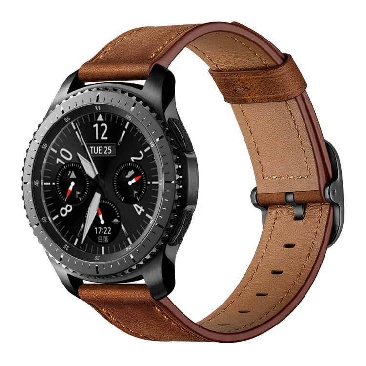Bulk Purchasing 22mm Genuine Leather Watch Band For Huawei Watch GT 5 Pro  /  GT5 46mm  /  Samsung Galaxy Watch3 45mm DS Style Strap - Coffee