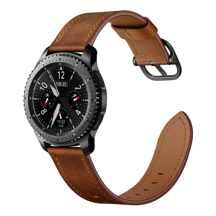 Bulk Purchasing 22mm Genuine Leather Watch Band For Huawei Watch GT 5 Pro  /  GT5 46mm  /  Samsung Galaxy Watch3 45mm DS Style Strap - Coffee
