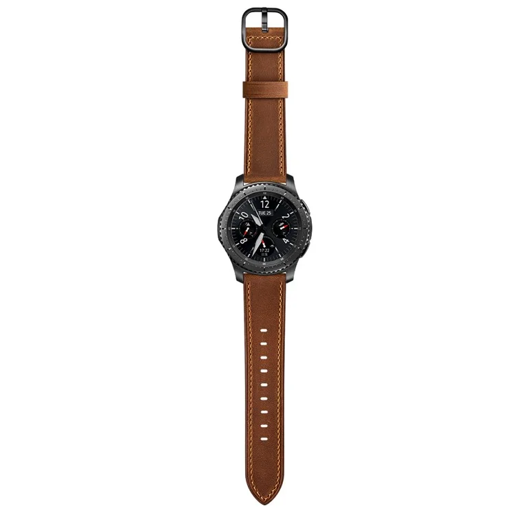 Bulk Purchasing 22mm Genuine Leather Watch Band For Huawei Watch GT 5 Pro  /  GT5 46mm  /  Samsung Galaxy Watch3 45mm DS Style Strap - Coffee