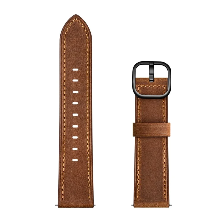 Bulk Purchasing 22mm Genuine Leather Watch Band For Huawei Watch GT 5 Pro  /  GT5 46mm  /  Samsung Galaxy Watch3 45mm DS Style Strap - Coffee