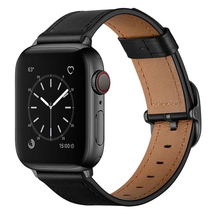 Compra por volumen Correa de reloj de cuero genuino estilo DS para Apple Watch Series 10 9 8 7 SE 6 5 4 3 2 1 42mm 41mm 40mm 38mm - Negro