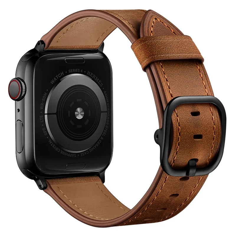 Bulk Purchasing DS Style Genuine Leather Watch Band For Apple Watch Series 10 9 8 7 SE 6 5 4 3 2 1 42mm 41mm 40mm 38mm - Coffee