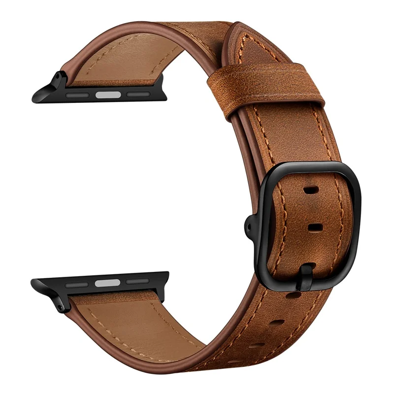 Bulk Purchasing DS Style Genuine Leather Watch Band For Apple Watch Series 10 9 8 7 SE 6 5 4 3 2 1 42mm 41mm 40mm 38mm - Coffee