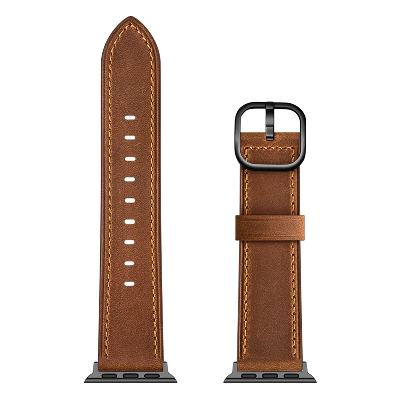 Bulk Purchasing DS Style Genuine Leather Watch Band For Apple Watch Series 10 9 8 7 SE 6 5 4 3 2 1 42mm 41mm 40mm 38mm - Coffee