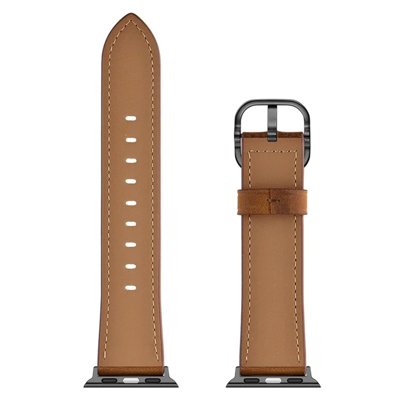 Bulk Purchasing DS Style Genuine Leather Watch Band For Apple Watch Series 10 9 8 7 SE 6 5 4 3 2 1 42mm 41mm 40mm 38mm - Coffee