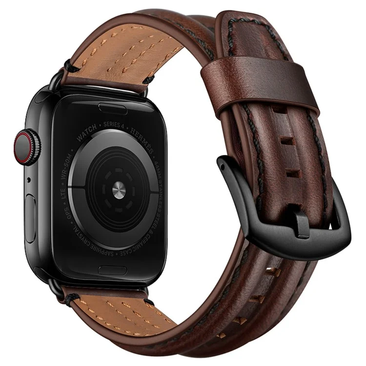 Bulk Purchasing Rugged Genuine Leather Watch Band For Apple Watch Series 10 Ultra 9 8 7 SE 6 5 4 3 2 1 46mm 49mm 45mm 44mm 42mm - Dark Brown
