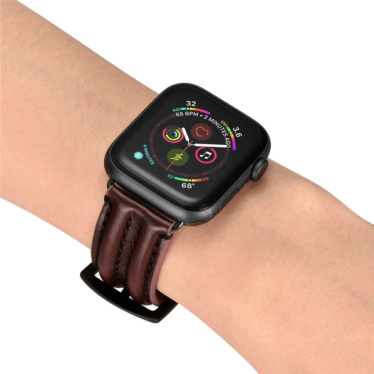 Bulk Purchasing Rugged Genuine Leather Watch Band For Apple Watch Series 10 Ultra 9 8 7 SE 6 5 4 3 2 1 46mm 49mm 45mm 44mm 42mm - Dark Brown