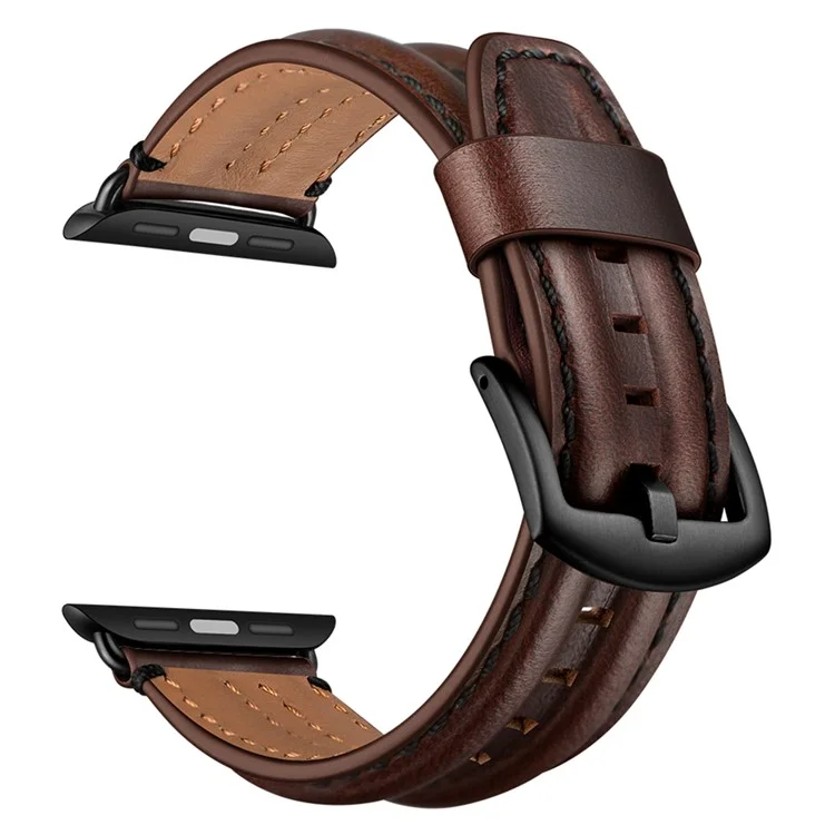 Bulk Purchasing Rugged Genuine Leather Watch Band For Apple Watch Series 10 Ultra 9 8 7 SE 6 5 4 3 2 1 46mm 49mm 45mm 44mm 42mm - Dark Brown