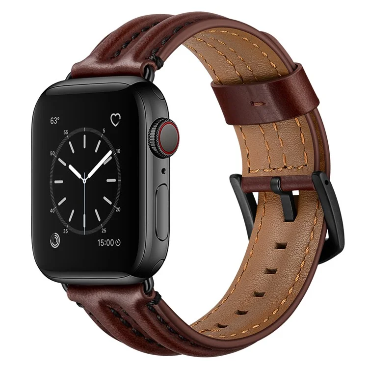 Bulk Purchasing Rugged Genuine Leather Watch Band For Apple Watch Series 10 Ultra 9 8 7 SE 6 5 4 3 2 1 46mm 49mm 45mm 44mm 42mm - Dark Brown