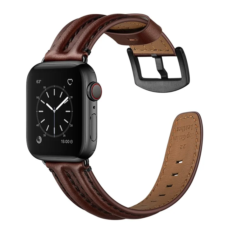 Bulk Purchasing Rugged Genuine Leather Watch Band For Apple Watch Series 10 Ultra 9 8 7 SE 6 5 4 3 2 1 46mm 49mm 45mm 44mm 42mm - Dark Brown