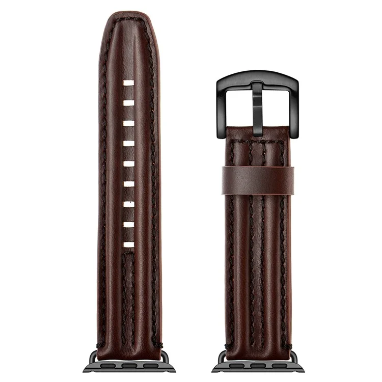 Bulk Purchasing Rugged Genuine Leather Watch Band For Apple Watch Series 10 Ultra 9 8 7 SE 6 5 4 3 2 1 46mm 49mm 45mm 44mm 42mm - Dark Brown