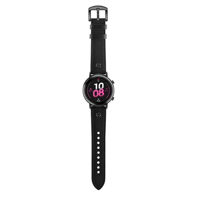 Bulk Purchasing 20mm Leather Watch Band For Samsung Galaxy Watch7  /  6  /  5  /  Amazfit Bip3 Strap Rivet Decor - Black