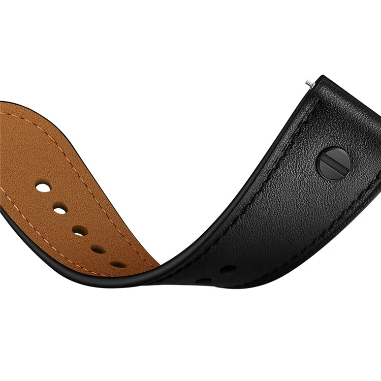 Bulk Purchasing 20mm Leather Watch Band For Samsung Galaxy Watch7  /  6  /  5  /  Amazfit Bip3 Strap Rivet Decor - Black