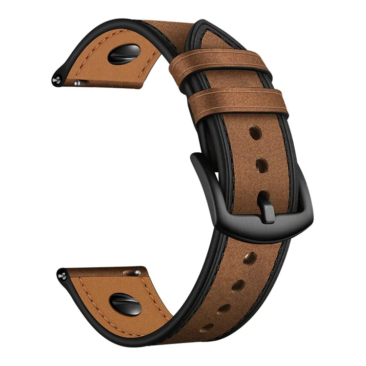 Bulk Purchasing 22mm Leather Watch Band For Huawei Watch GT 5 Pro  /  Samsung Galaxy Watch3  /  Amazfit GTR 4 Strap Rivet Decor - Coffee