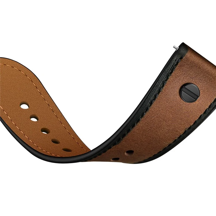 Bulk Purchasing 22mm Leather Watch Band For Huawei Watch GT 5 Pro  /  Samsung Galaxy Watch3  /  Amazfit GTR 4 Strap Rivet Decor - Coffee