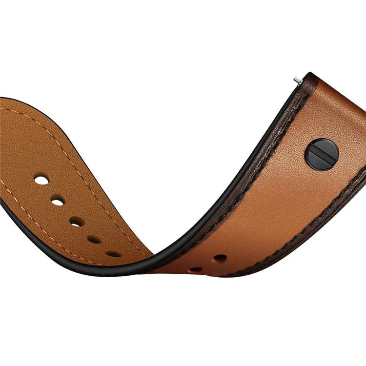 Bulk Purchasing 22mm Leather Watch Band For Huawei Watch GT 5 Pro  /  Samsung Galaxy Watch3  /  Amazfit GTR 4 Strap Rivet Decor - Brown