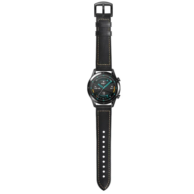 Bulk Purchasing 20mm Flat Connector Silicone Leather Watch Band For Samsung Galaxy Watch7 / Watch6 / Garmin Forerunner 165 - Black