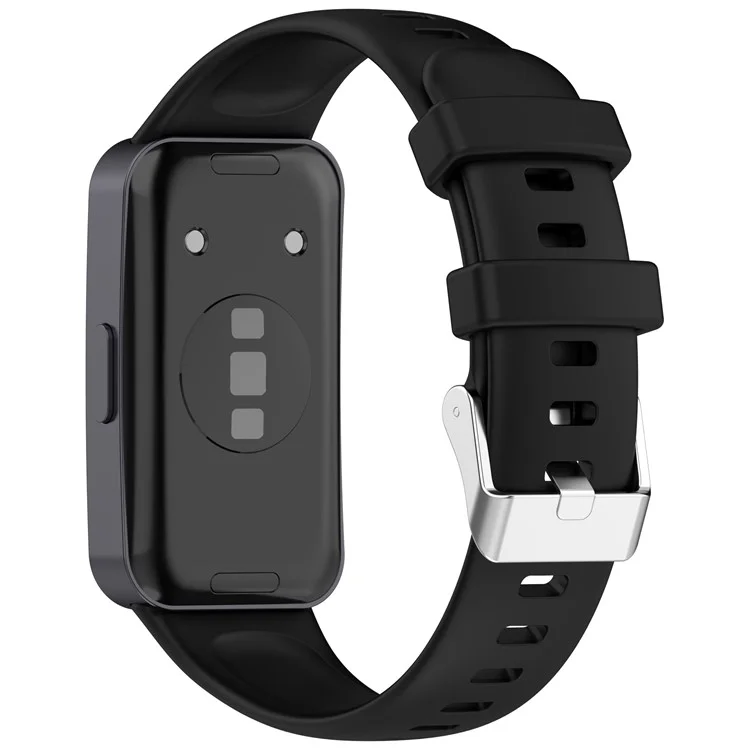 Pulseira de silicone para Huawei Band 9 / 8 com fivela de aço inoxidável - Preta