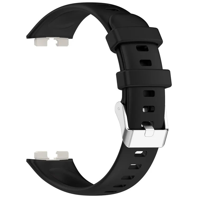 Pulseira de silicone para Huawei Band 9 / 8 com fivela de aço inoxidável - Preta