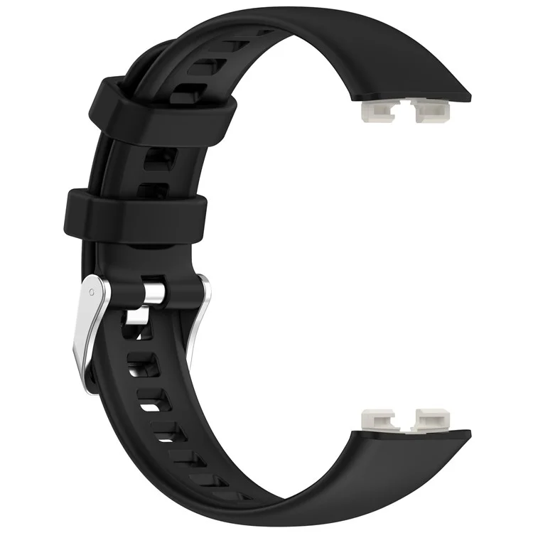 Pulseira de silicone para Huawei Band 9 / 8 com fivela de aço inoxidável - Preta