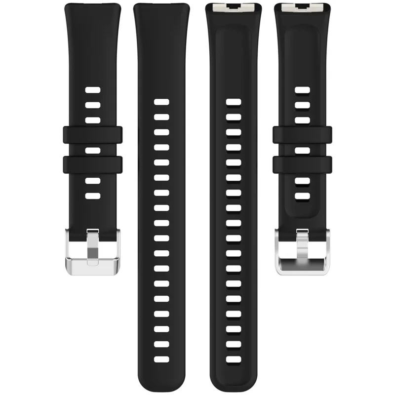 Silicone Watchband For Huawei Band 9  /  8 Replacement Strap with Steel Silver Buckle - Ink Blue