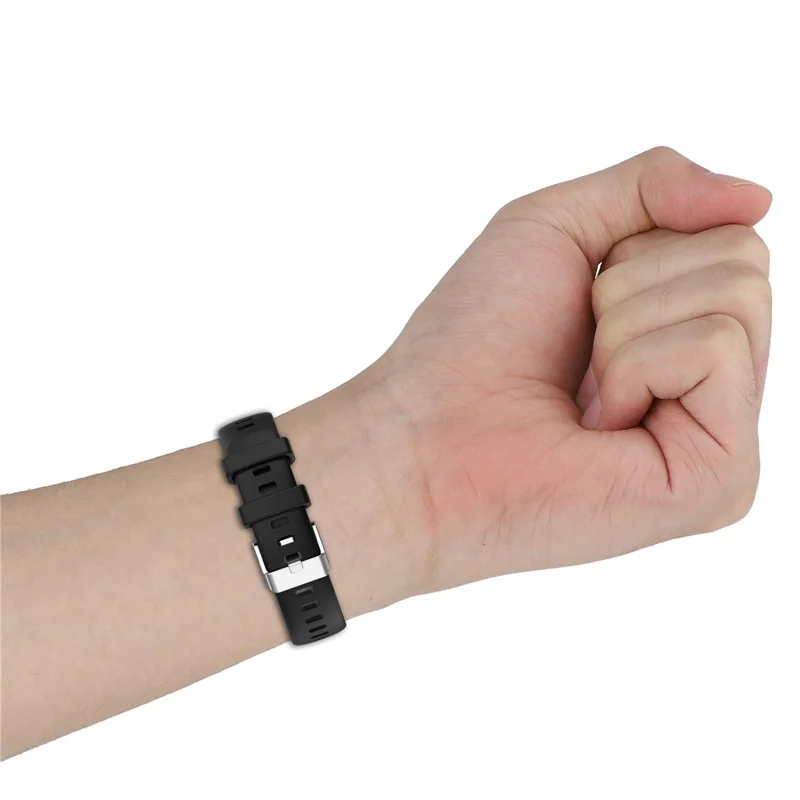 Silicone Watchband For Huawei Band 9  /  8 Replacement Strap with Steel Silver Buckle - Ink Blue