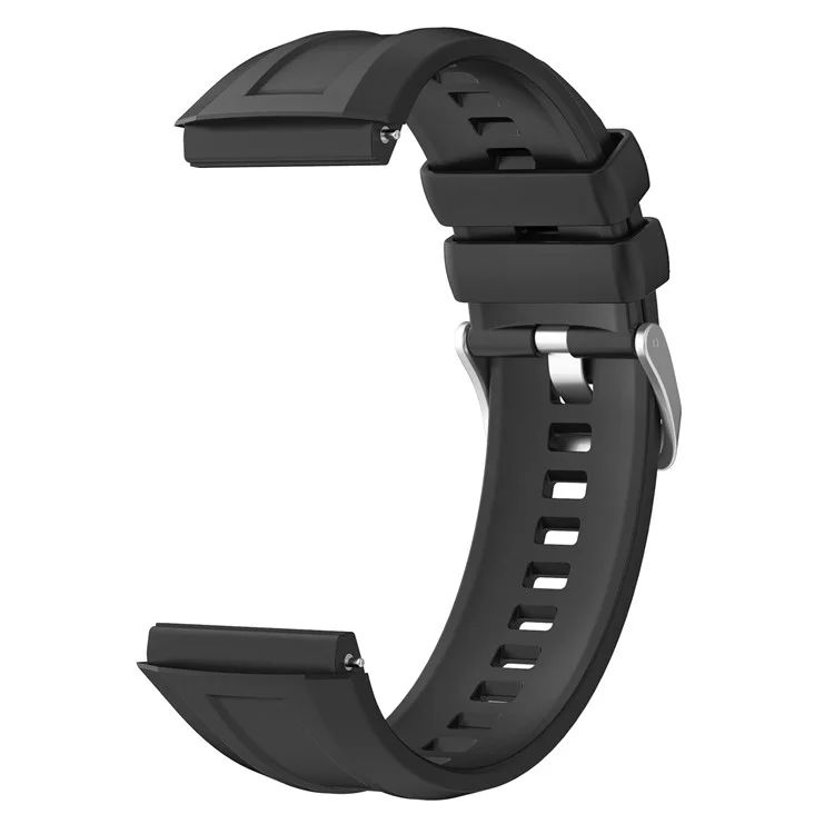 Für Huawei Watch GT 5 Pro 46mm Silikonarmband, verstellbar mit Silberschnalle - Schwarz