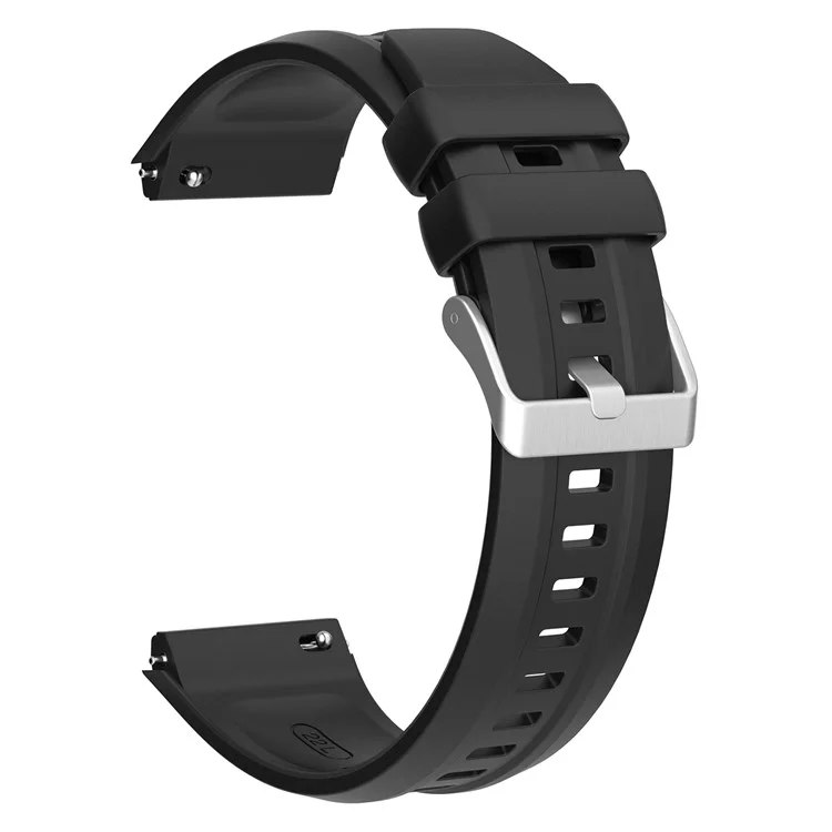 Für Huawei Watch GT 5 Pro 46mm Silikonarmband, verstellbar mit Silberschnalle - Schwarz